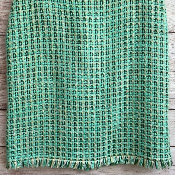 TIBI WOOL BLEND BASKETWEAVE PENCIL SKIRT IN GREEN‎ - Picture 3 of 7